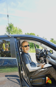 Neil, VE3PUE, operating from his mobile station in his car.